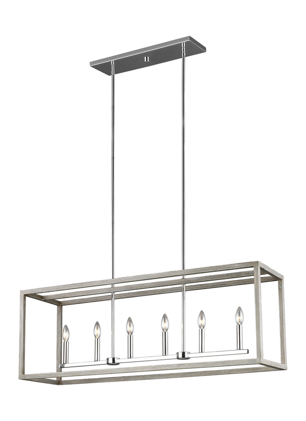 Generation Lighting - 6634506-872 - Six Light Island Pendant - Moffet Street - Washed Pine from Lighting & Bulbs Unlimited in Charlotte, NC