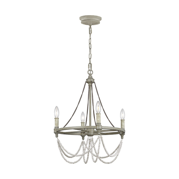 Visual Comfort Studio - F3331/4FWO/DWW - Four Light Chandelier - Beverly - French Washed Oak / Distressed White Wood from Lighting & Bulbs Unlimited in Charlotte, NC