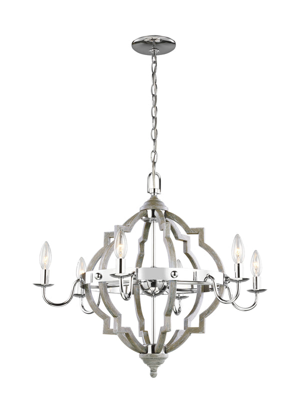 Generation Lighting - 3124906-872 - Six Light Chandelier - Socorro - Washed Pine from Lighting & Bulbs Unlimited in Charlotte, NC
