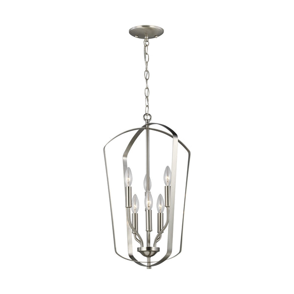 Generation Lighting - 5134906-962 - Six Light Hall / Foyer Pendant - Romee - Brushed Nickel from Lighting & Bulbs Unlimited in Charlotte, NC