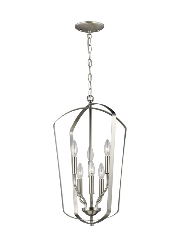 Generation Lighting - 5134906EN-962 - Six Light Hall / Foyer - Romee - Brushed Nickel from Lighting & Bulbs Unlimited in Charlotte, NC