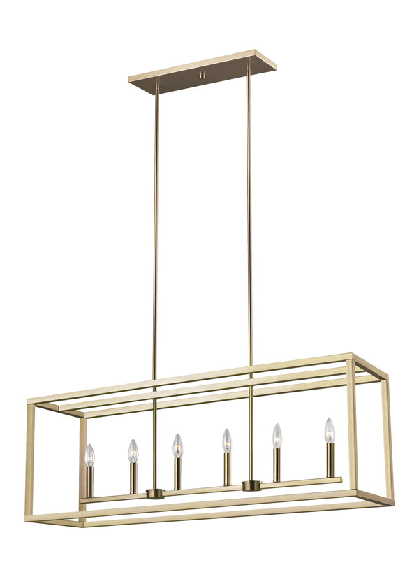 Generation Lighting - 6634506-848 - Six Light Island Pendant - Moffet Street - Satin Brass from Lighting & Bulbs Unlimited in Charlotte, NC