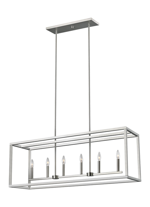 Generation Lighting - 6634506EN-962 - Six Light Island Pendant - Moffet Street - Brushed Nickel from Lighting & Bulbs Unlimited in Charlotte, NC