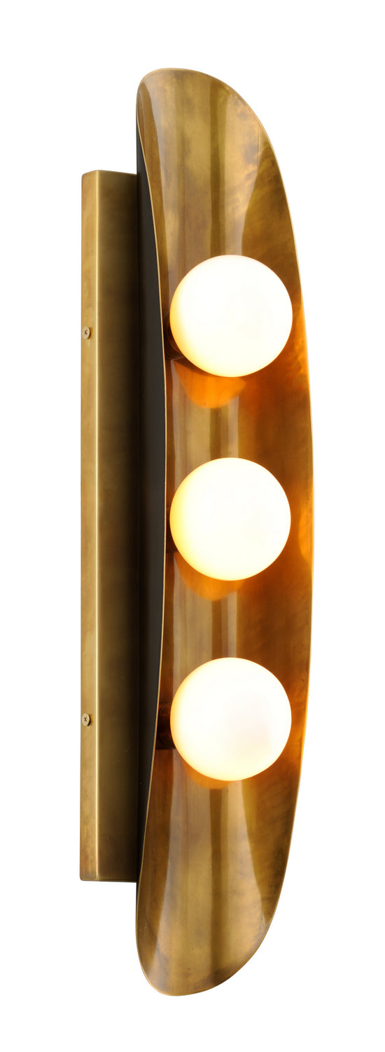 Corbett Lighting - 271-13-VB/BBR - Three Light Wall Sconce - Hopper - Vintage Brass Bronze Accents from Lighting & Bulbs Unlimited in Charlotte, NC