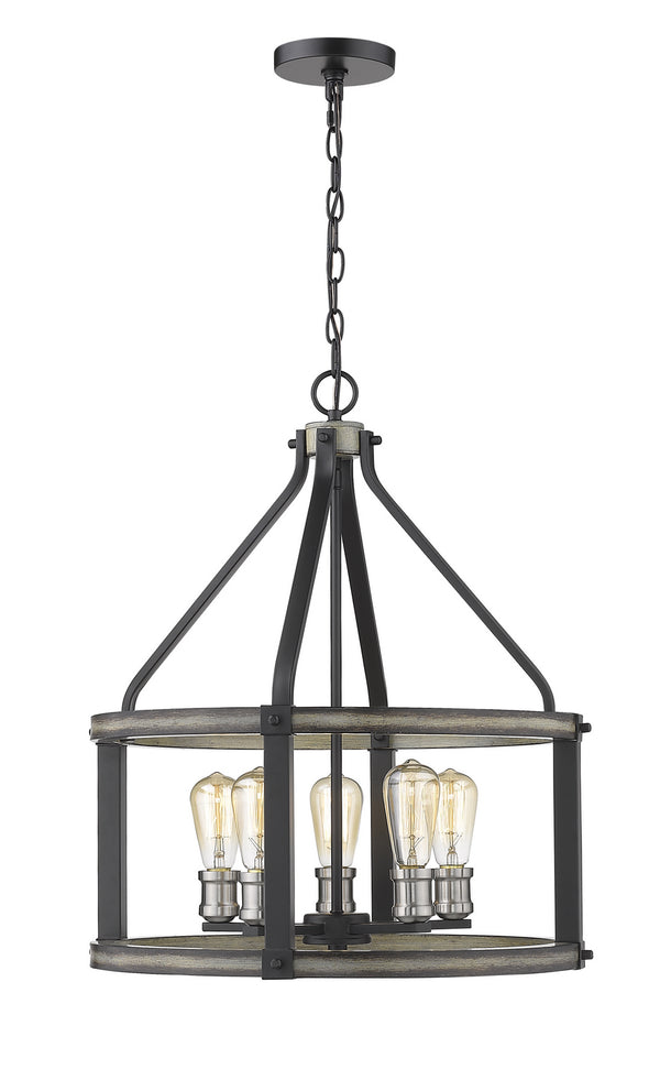 Z-Lite - 472-5D-ABB - Five Light Pendant - Kirkland - Ashen Barnboard from Lighting & Bulbs Unlimited in Charlotte, NC