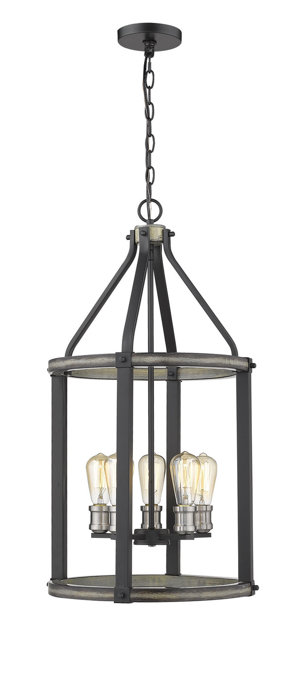Z-Lite - 472-5P-ABB - Five Light Pendant - Kirkland - Ashen Barnboard from Lighting & Bulbs Unlimited in Charlotte, NC