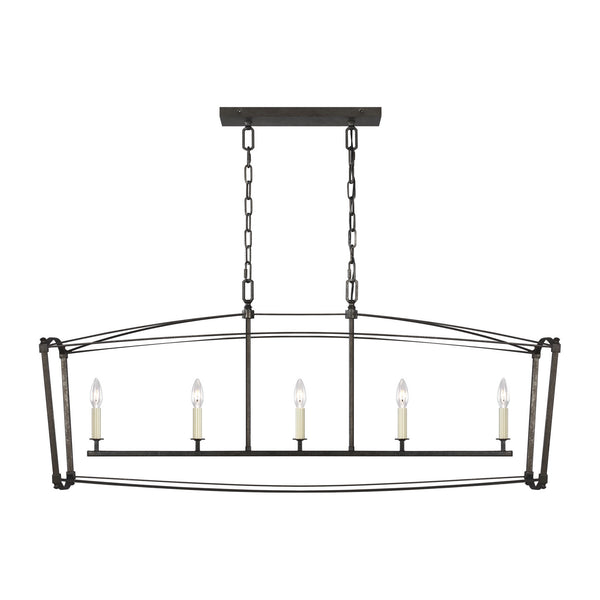 Visual Comfort Studio - F3326/5SMS - Five Light Linear Chandelier - Thayer - Smith Steel from Lighting & Bulbs Unlimited in Charlotte, NC