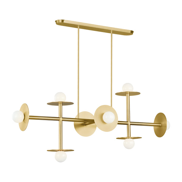 Visual Comfort Studio - KC1008BBS - Eight Light Linear Chandelier - Nodes - Burnished Brass from Lighting & Bulbs Unlimited in Charlotte, NC