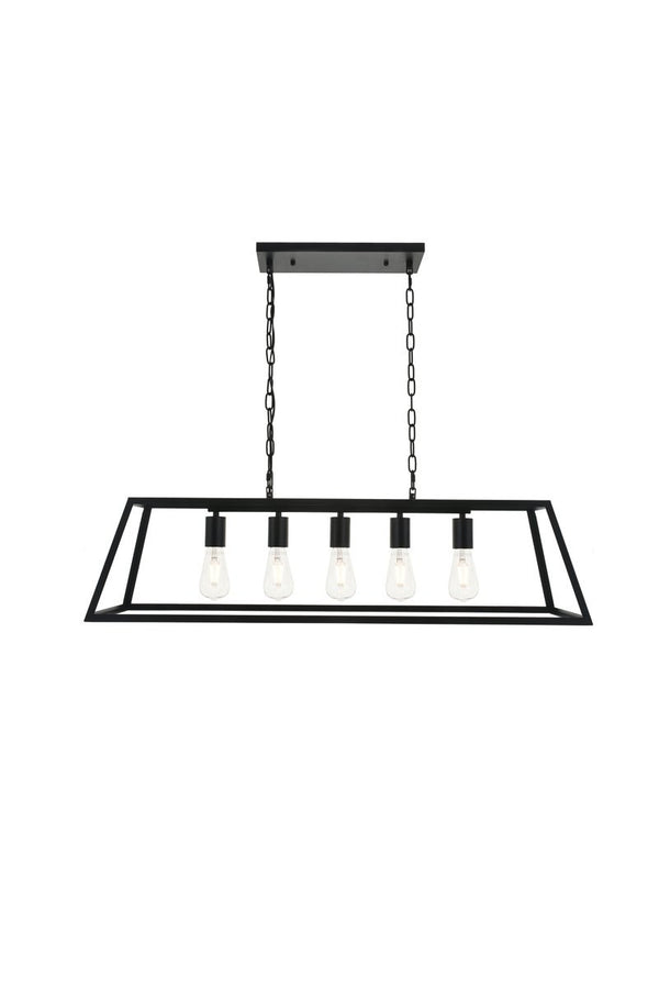 Elegant Lighting - LD4061D38BK - Five Light Pendant - Resolute - Black from Lighting & Bulbs Unlimited in Charlotte, NC