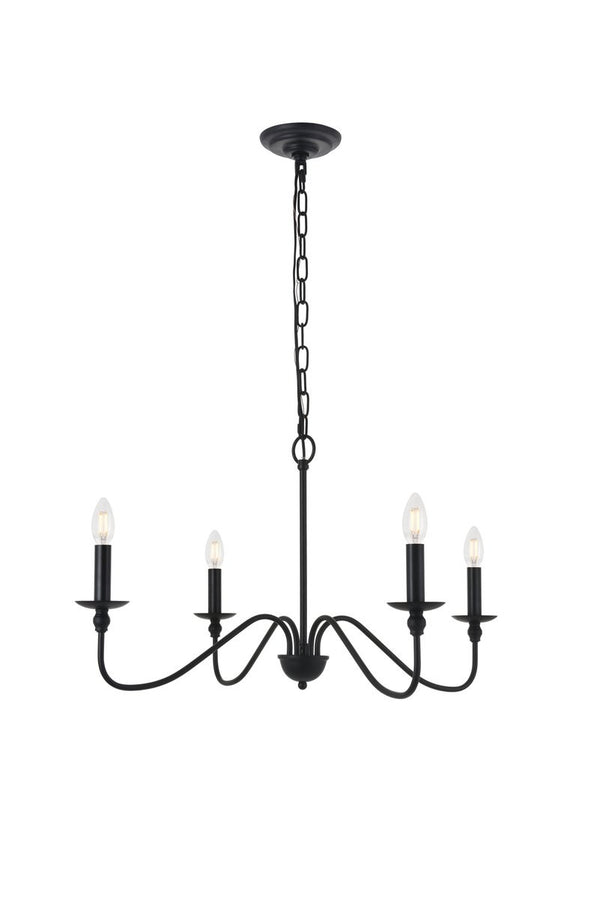 Elegant Lighting - LD5006D30MB - Four Light Pendant - Rohan - Matte Black from Lighting & Bulbs Unlimited in Charlotte, NC