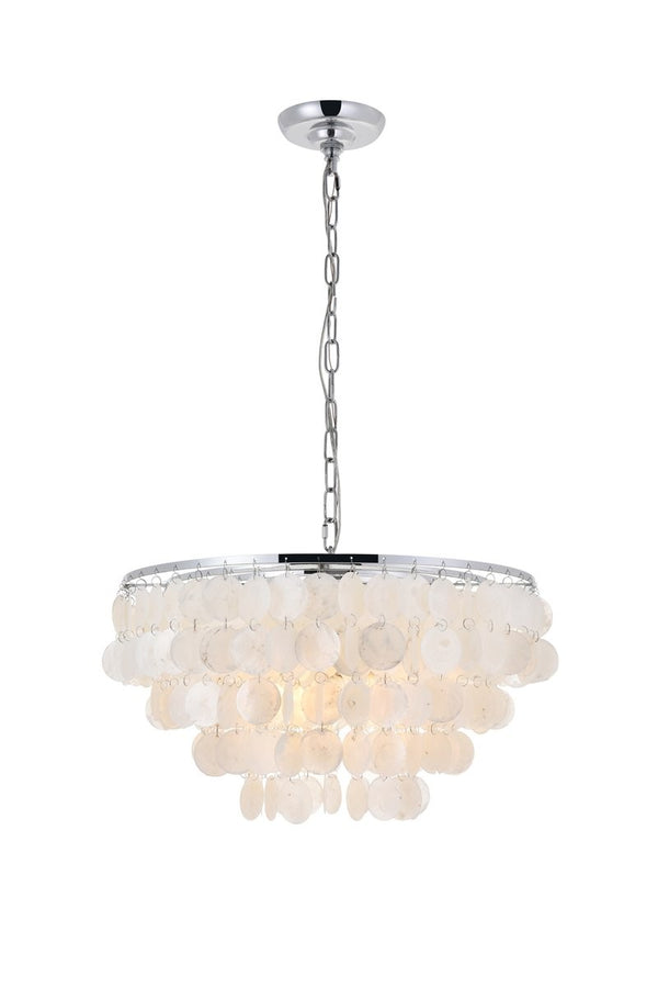 Elegant Lighting - LD5050D20C - Four Light Pendant - Selene - Chrome And White from Lighting & Bulbs Unlimited in Charlotte, NC
