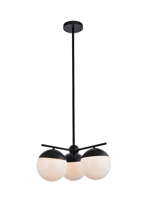 Elegant Lighting - LD6128BK - Three Light Pendant - Eclipse - Black And Frosted White from Lighting & Bulbs Unlimited in Charlotte, NC