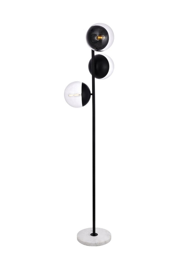 Elegant Lighting - LD6159BK - Three Light Floor Lamp - Eclipse - Black And Clear from Lighting & Bulbs Unlimited in Charlotte, NC