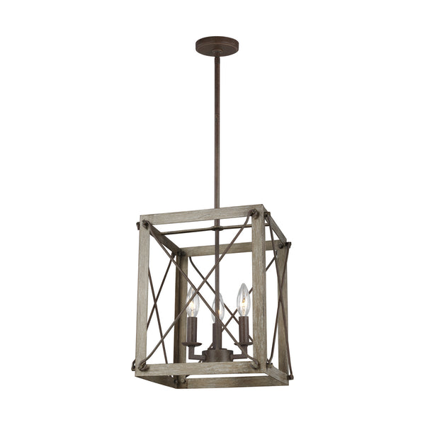Visual Comfort Studio - 6526303-872 - Three Light Hall / Foyer Pendant - Thornwood - Washed Pine from Lighting & Bulbs Unlimited in Charlotte, NC