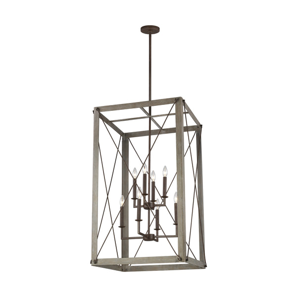 Visual Comfort Studio - 6526308-872 - Eight Light Hall / Foyer Pendant - Thornwood - Washed Pine from Lighting & Bulbs Unlimited in Charlotte, NC