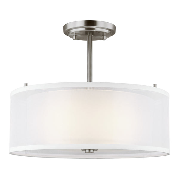 Generation Lighting - 7737302-962 - Two Light Semi-Flush Mount - Elmwood Park - Brushed Nickel from Lighting & Bulbs Unlimited in Charlotte, NC