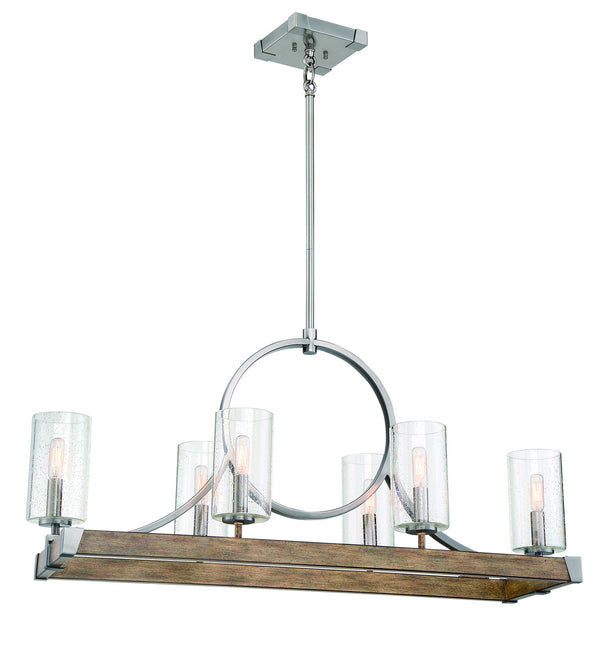 Minka-Lavery - 4016-280 - Six Light Island Pendant - Country Estates - Sun Faded Wood W/Brushed Nicke from Lighting & Bulbs Unlimited in Charlotte, NC