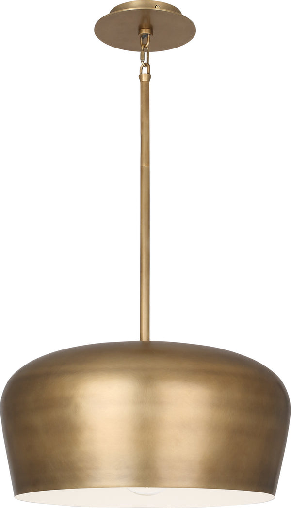 Robert Abbey - 610 - One Light Pendant - Rico Espinet Bumper - Warm Brass w/Painted White Shade Interior from Lighting & Bulbs Unlimited in Charlotte, NC