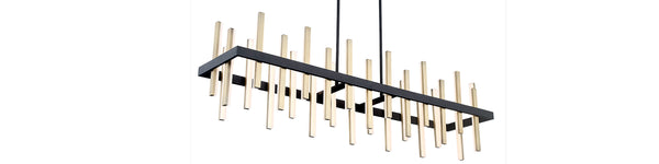 Modern Forms - PD-87956-BK/AB - LED Linear Pendant - Harmonix - Black & Aged Brass from Lighting & Bulbs Unlimited in Charlotte, NC