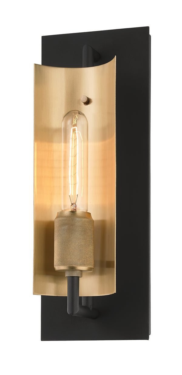 Troy Lighting - B6781-SKB/BBA - One Light Wall Sconce - Emerson - Carbide Blk & Brushed Brass from Lighting & Bulbs Unlimited in Charlotte, NC
