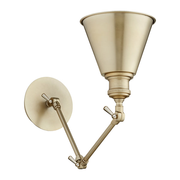 Quorum - 5391-80 - One Light Wall Mount - Metal Cone Lighting - Aged Brass from Lighting & Bulbs Unlimited in Charlotte, NC