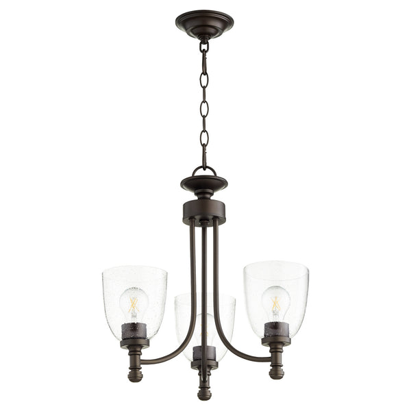 Quorum - 6122-3-286 - Three Light Chandelier - Rossington - Oiled Bronze w/ Clear/Seeded from Lighting & Bulbs Unlimited in Charlotte, NC