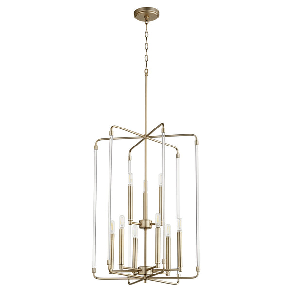 Quorum - 8114-9-80 - Nine Light Entry Pendant - Optic - Aged Brass from Lighting & Bulbs Unlimited in Charlotte, NC
