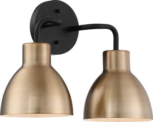 Nuvo Lighting - 60-6792 - Two Light Vanity - Sloan - Matte Black / Burnished Brass from Lighting & Bulbs Unlimited in Charlotte, NC