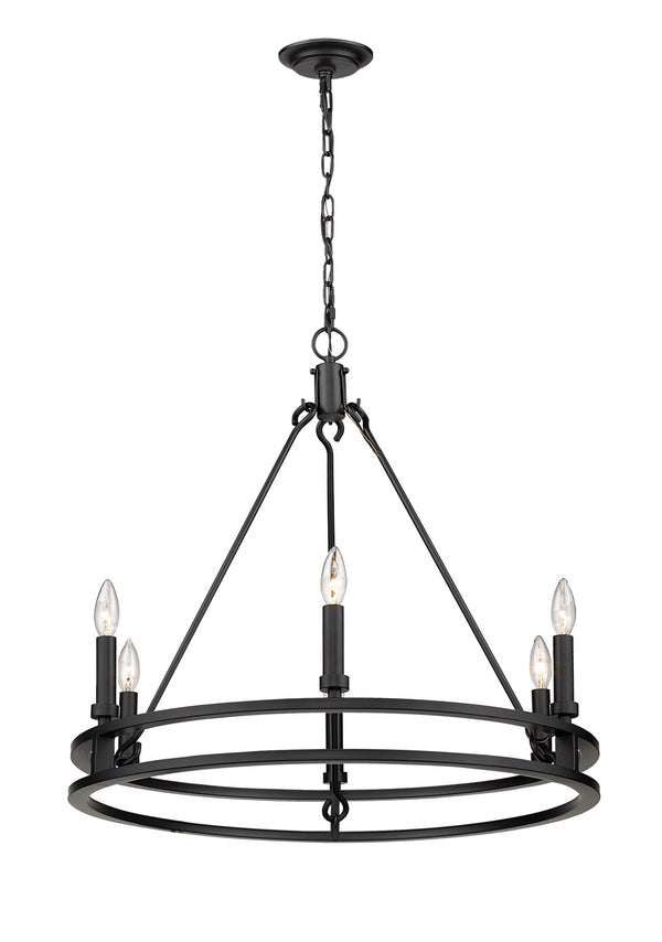Z-Lite - 4005-6MB - Six Light Chandelier - Dennison - Matte Black from Lighting & Bulbs Unlimited in Charlotte, NC