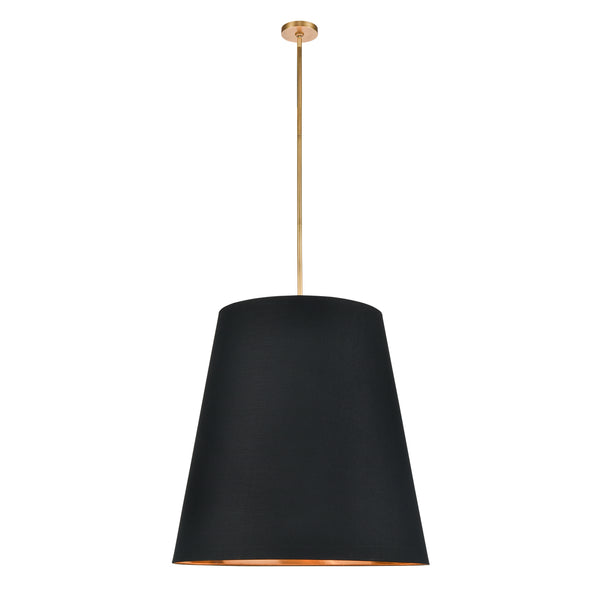 Alora - PD311030VBBG - Three Light Pendant - Calor - Black Linen With Gold Parchment/Vintage Brass from Lighting & Bulbs Unlimited in Charlotte, NC