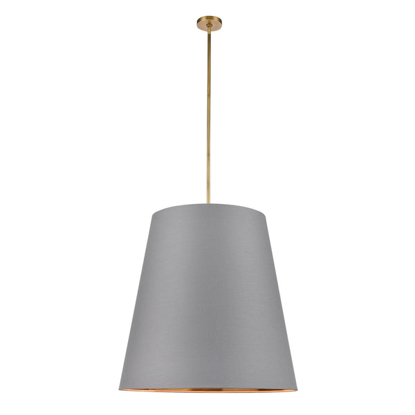 Alora - PD311030VBGG - Three Light Pendant - Calor - Gray Linen With Gold Parchment/Vintage Brass from Lighting & Bulbs Unlimited in Charlotte, NC
