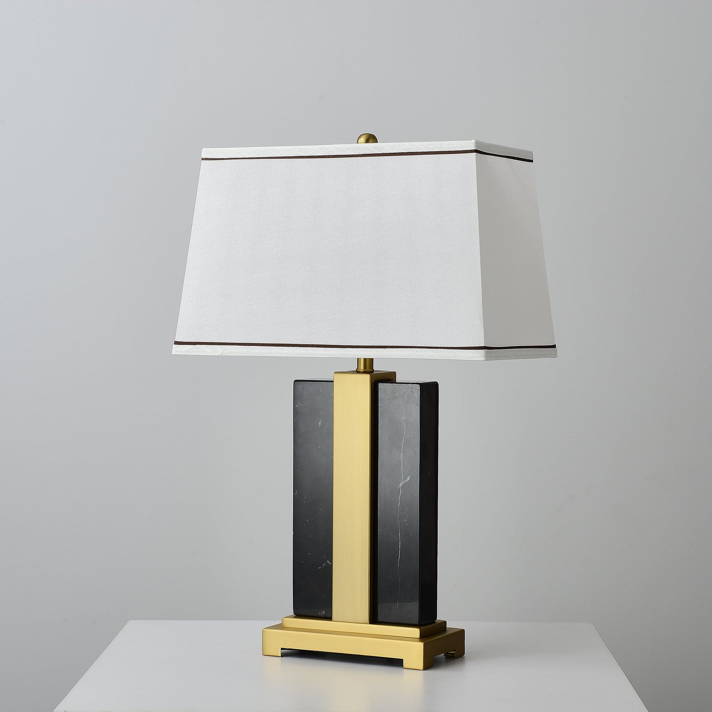 Annimus - ALT-CRE-BRMR - Crest - One Light Desk Lamp - Origin Collection - Black Marble - Matte Brass Base