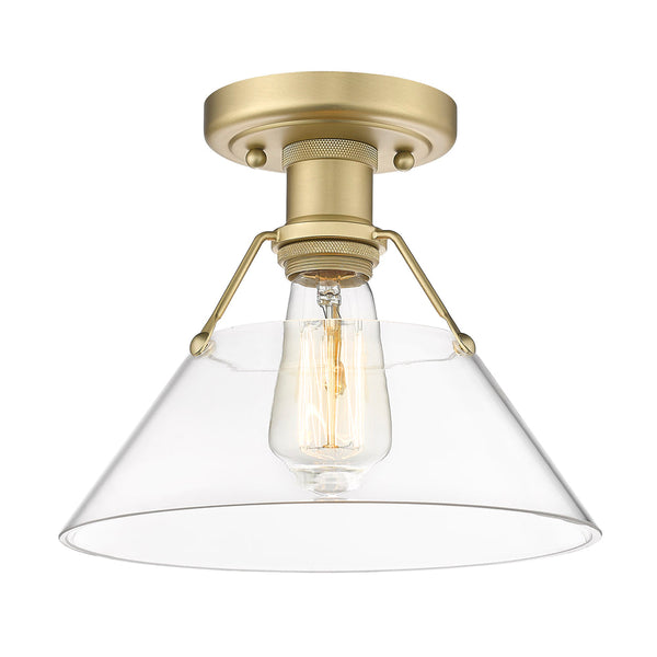 Golden - 3306-FM BCB-CLR - One Light Flush Mount - Orwell BCB - Brushed Champagne Bronze from Lighting & Bulbs Unlimited in Charlotte, NC