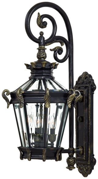 Buy heritage-w-gold-highlights-with-clear-beveled-panels-glass-and-clear-shade Stratford Hall Outdoor (Wet) Wall Lantern by Minka-Lavery