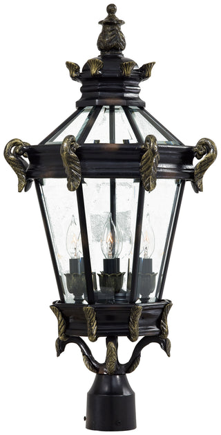 Buy heritage-w-gold-highlights-with-clear-beveled-panels-glass-and-clear-shade Stratford Hall Outdoor (Wet) Post Lantern by Minka-Lavery