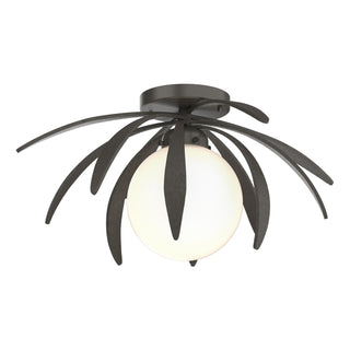 Buy dark-smoke-with-opal-glass-gg-glass-and-white-shade Dahlia Semi-Flush Mount Ceiling Light by Hubbardton Forge