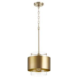 Buy aged-brass Glass Cylinder Drum Pendants Outdoor (Damp) Pendant by Quorum