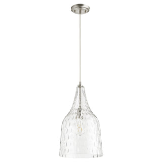 Buy satin-nickel-with-clear-hammered-glass Pendants Outdoor (Damp) Pendant by Quorum