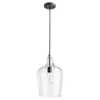 Buy textured-black-with-clear-hammered-glass Pendants Outdoor (Damp) Pendant by Quorum