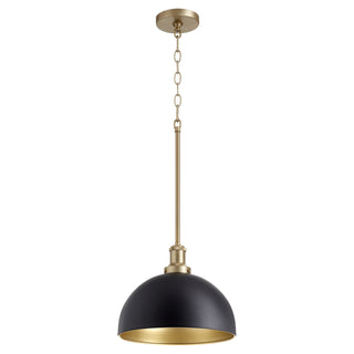 Buy textured-black-w-aged-brass Dome Pendants Outdoor (Damp) Pendant by Quorum