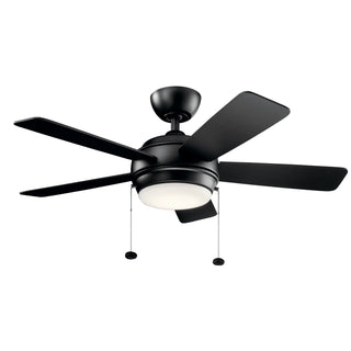Buy satin-black-finish-with-black-blades Starkk Ceiling Fan with Light by Kichler