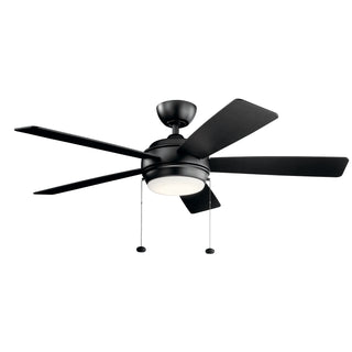Buy satin-black-finish-with-silver-blades Starkk Ceiling Fan with Light by Kichler