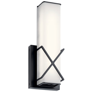 Buy matte-black-with-clear-satin-etched-glass Trinsic Outdoor (Damp) Sconce by Kichler