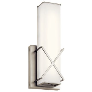 Buy brushed-nickel-with-clear-satin-etched-glass Trinsic Outdoor (Damp) Sconce by Kichler