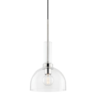 Buy polished-nickel-with-clear-glass Tabitha Outdoor (Damp) Pendant by Mitzi