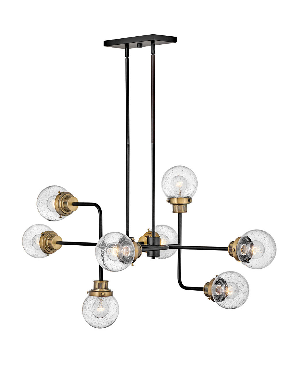 Poppy Chandelier by Hinkley – Lights: 8 Light (29.00"L x 45.00"W x 22.25"H) – Finish: Black with Clear Seedy Glass and Clear Seedy Shade – Hinkley-40698BK