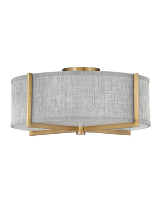 Buy heritage-brass-with-heathered-gray-slub-glass Axis Heathered Gray Semi-Flush Mount Ceiling Light by Hinkley