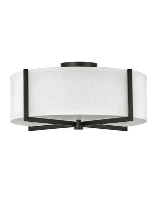Buy black-with-off-white-linen-glass Axis Off White Semi-Flush Mount Ceiling Light by Hinkley