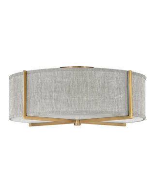 Buy heritage-brass-with-heathered-gray-linen-glass Axis Heathered Gray Semi-Flush Mount Ceiling Light by Hinkley