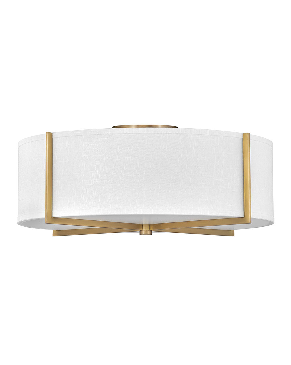 Axis Off White Semi-Flush Mount Ceiling Light by Hinkley – Lights: 4 Light (25.50"L x 25.50"W x 10.50"H) – Finish: Heritage Brass with Off White Linen Glass – Hinkley-41710HB